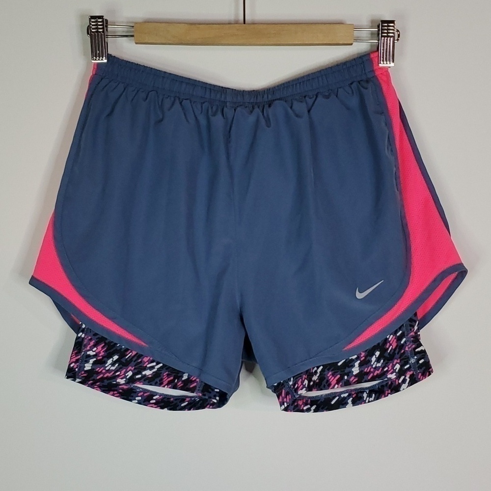 NIKE Dri-fit small blue and pink athletic shorts